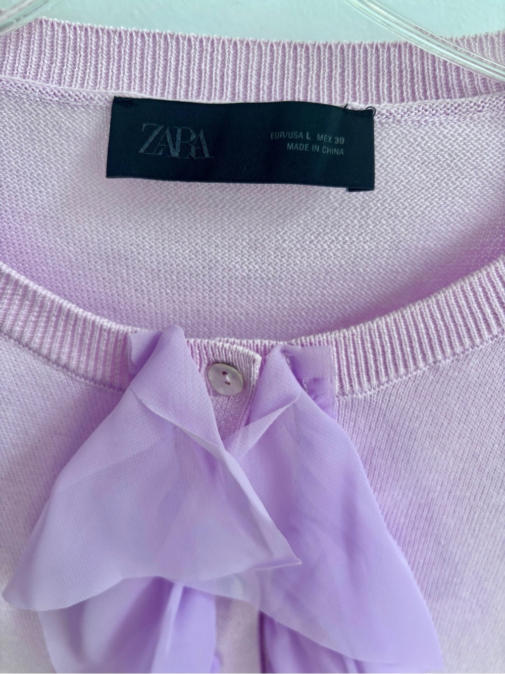ZARA Lilac Ruffle-Front Button Cardigan - Picture 3 of 7